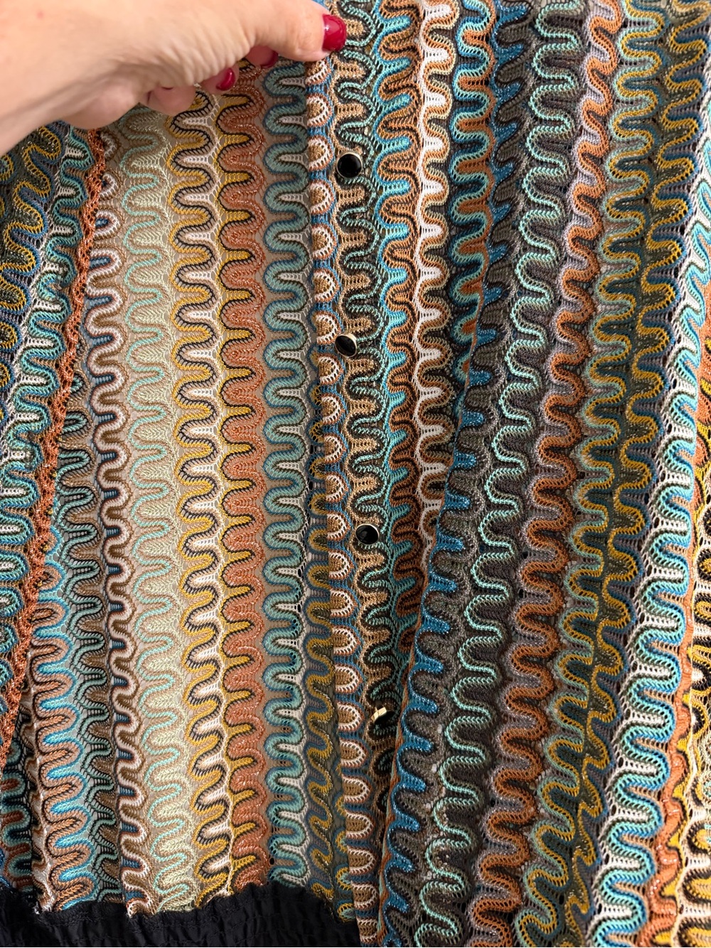 Multicolor Wave-Pattern Bomber Sweater - Picture 2 of 4